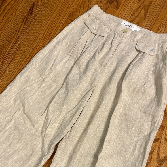 Sovere linen Cream Wide-Leg Pants - Picture 6 of 12